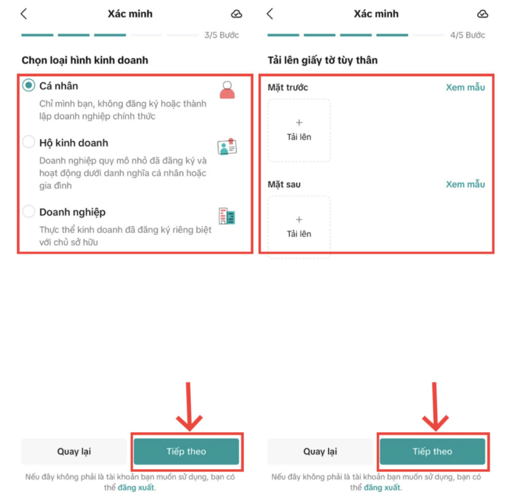 chọn loại hình kinh doanh trên tiktokshop