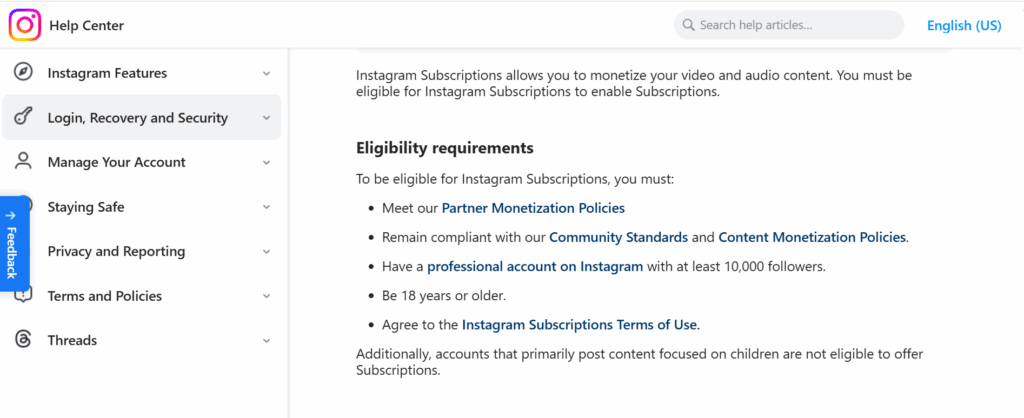 instagram monetiztion requirements