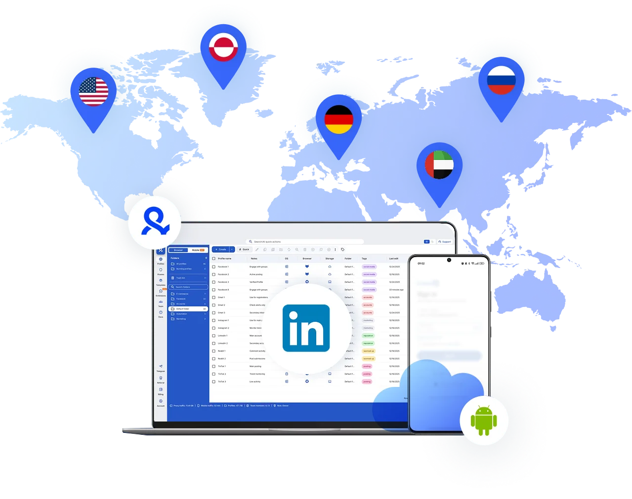 Run LinkedIn accounts from the location you choose