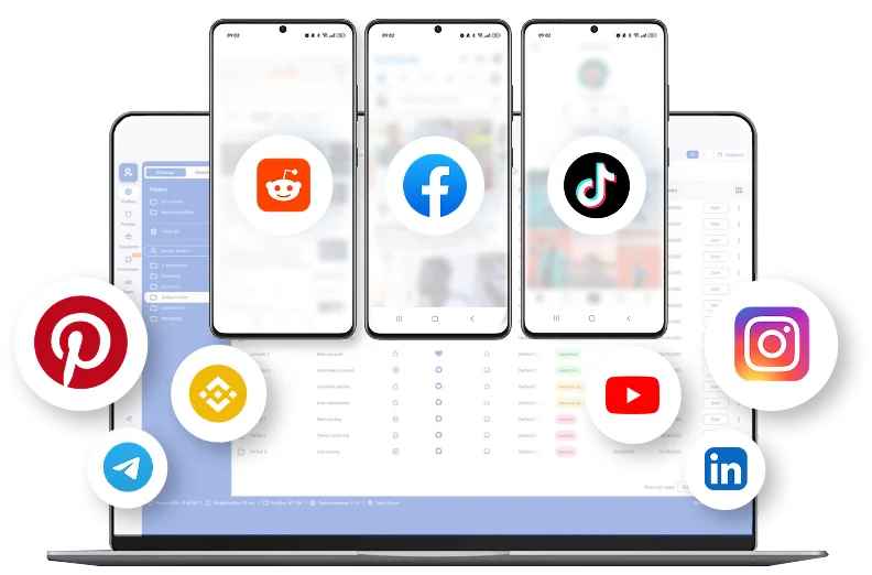 Gerencie múltiplas contas do TikTok, Instagram e Reddit com os Celulares na Nuvem Multilogin.