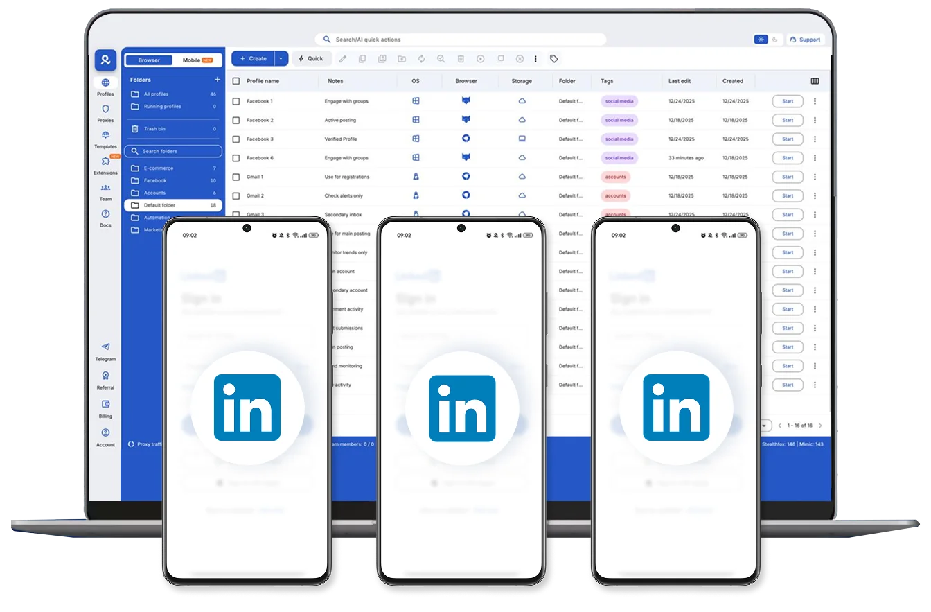 Run multiple LinkedIn accounts