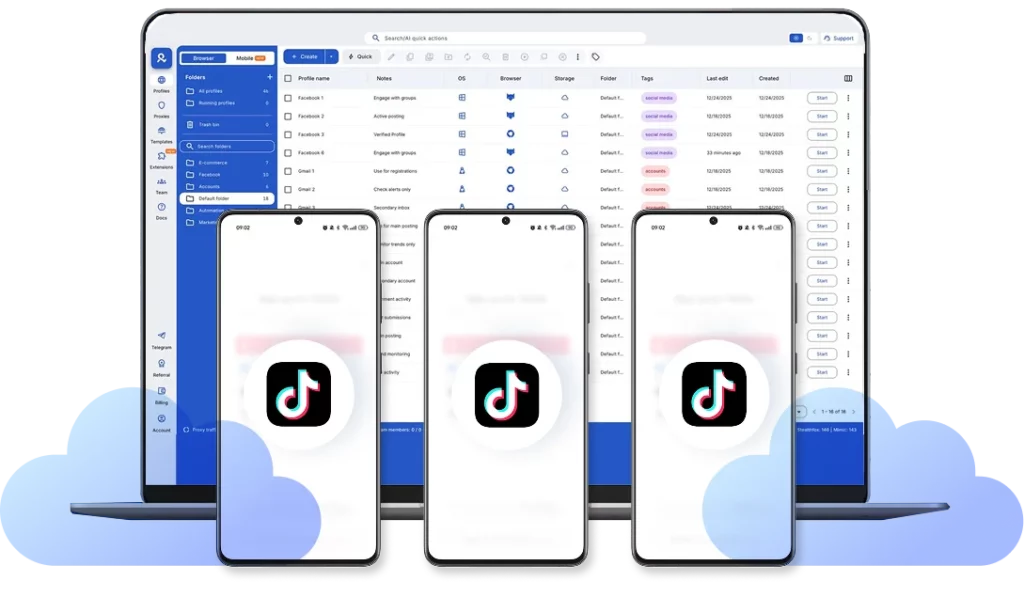 Gerencie todas as suas contas do TikTok de um só computador