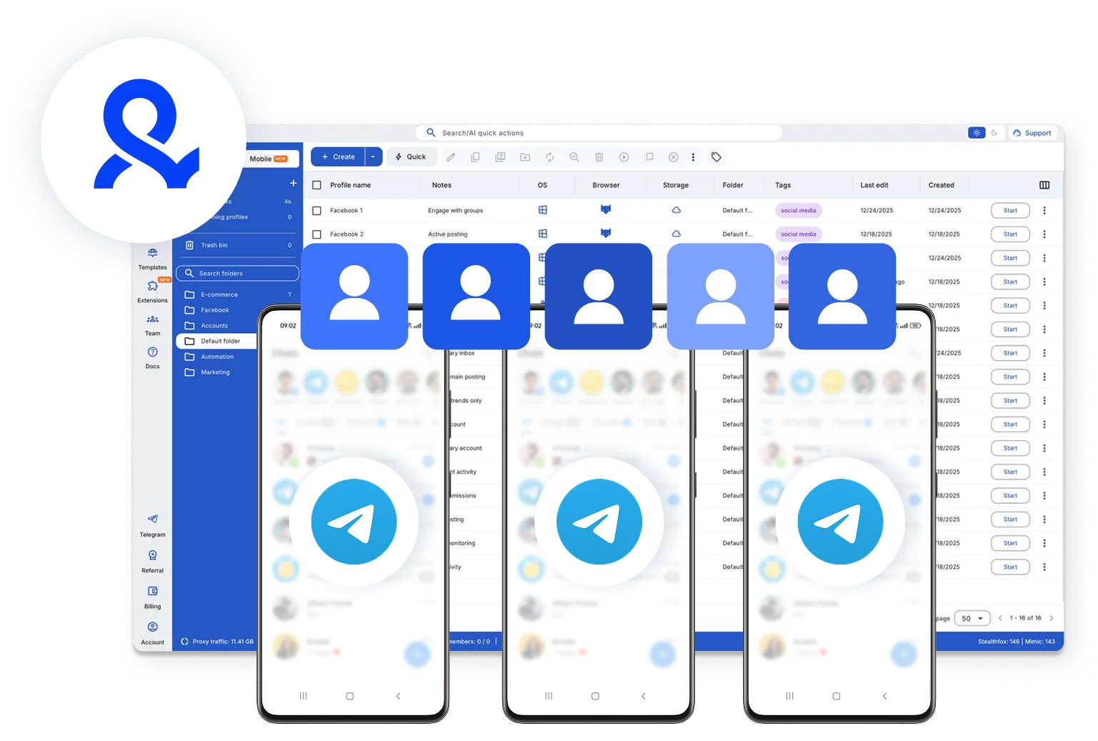 Telegram on cloud phone with genuine mobile fingerprint