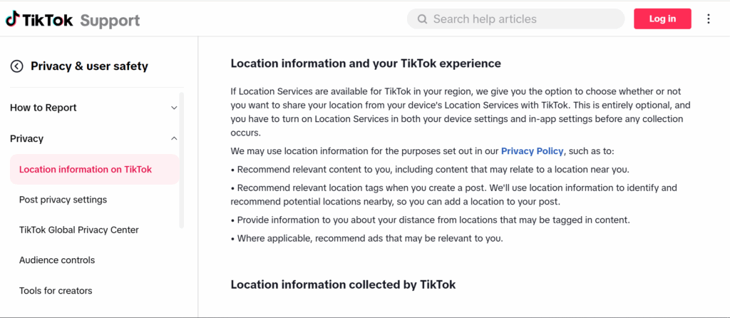 tiktok location change