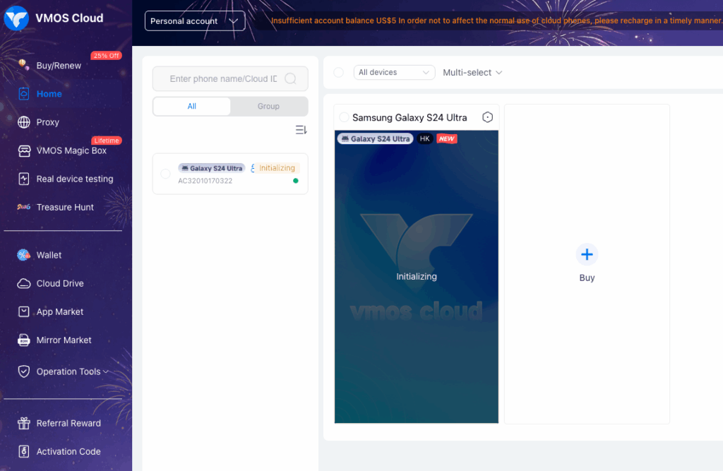 Облачный телефон VMOS Cloud