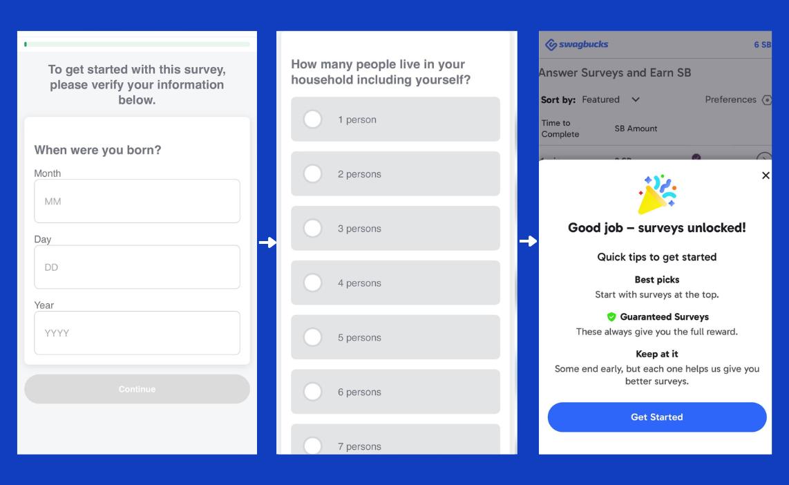 Swagbucks questionnaire after registration