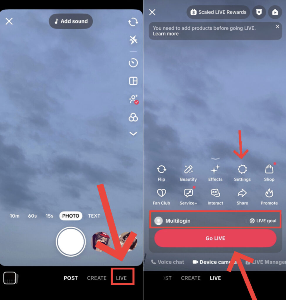 bật live trên tiktok, tạo livestream trên tiktok bằng điện thoại