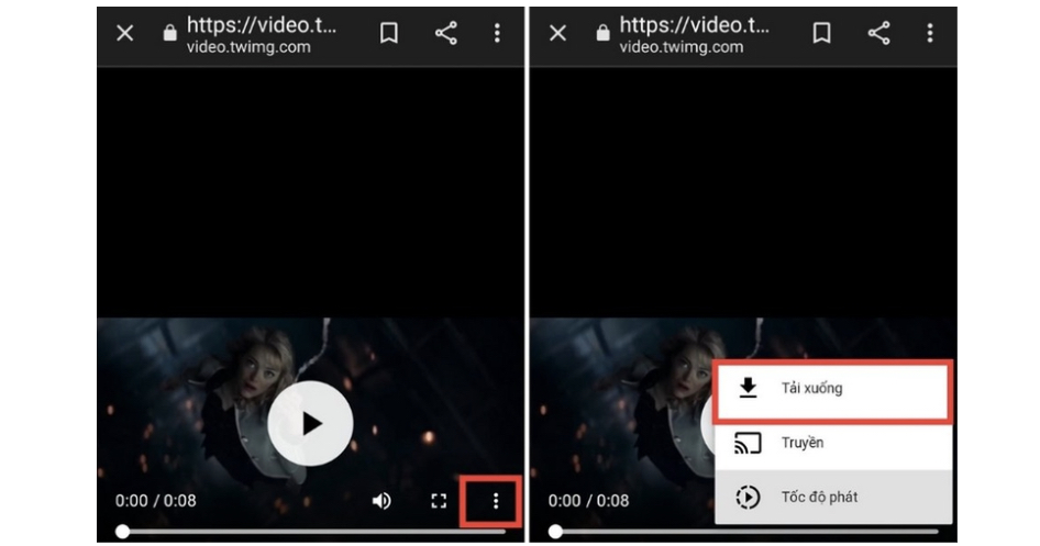 click tải xuống video từ X