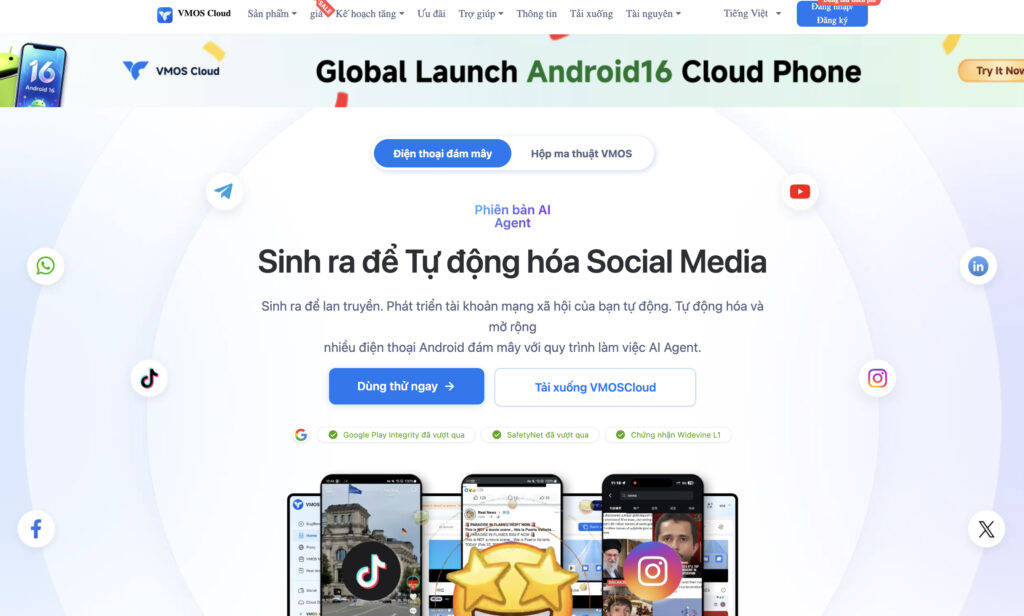 đánh giá vmos cloud điện thoại giả lập android
