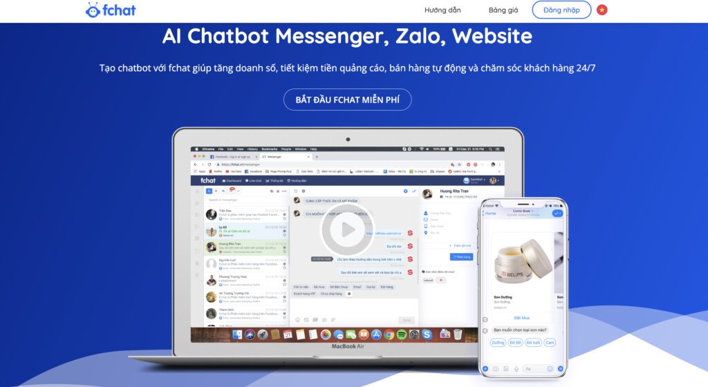 fchat quản lý trang quản lý fanpage, quản lý chat