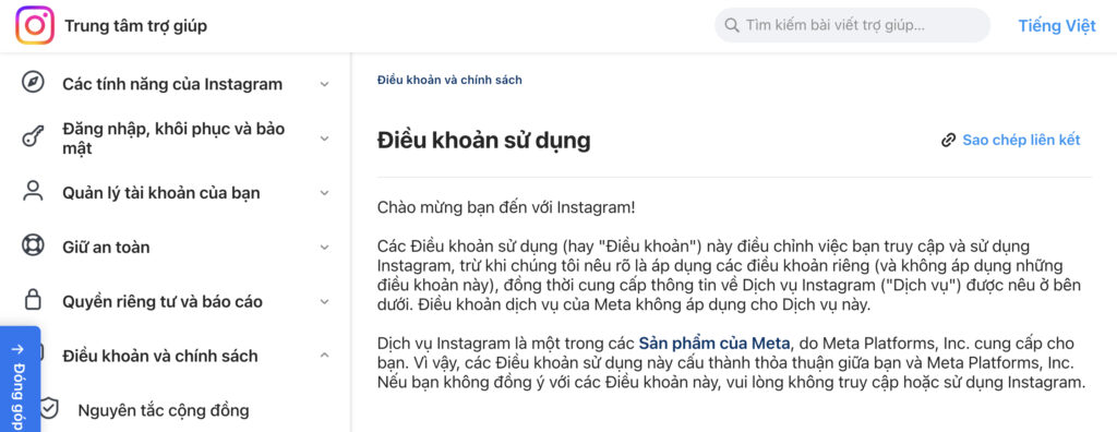 điều khoản dịch vụ, insta cũ, mua tài khoản insta cũ, mua tài khoản instagram cũ