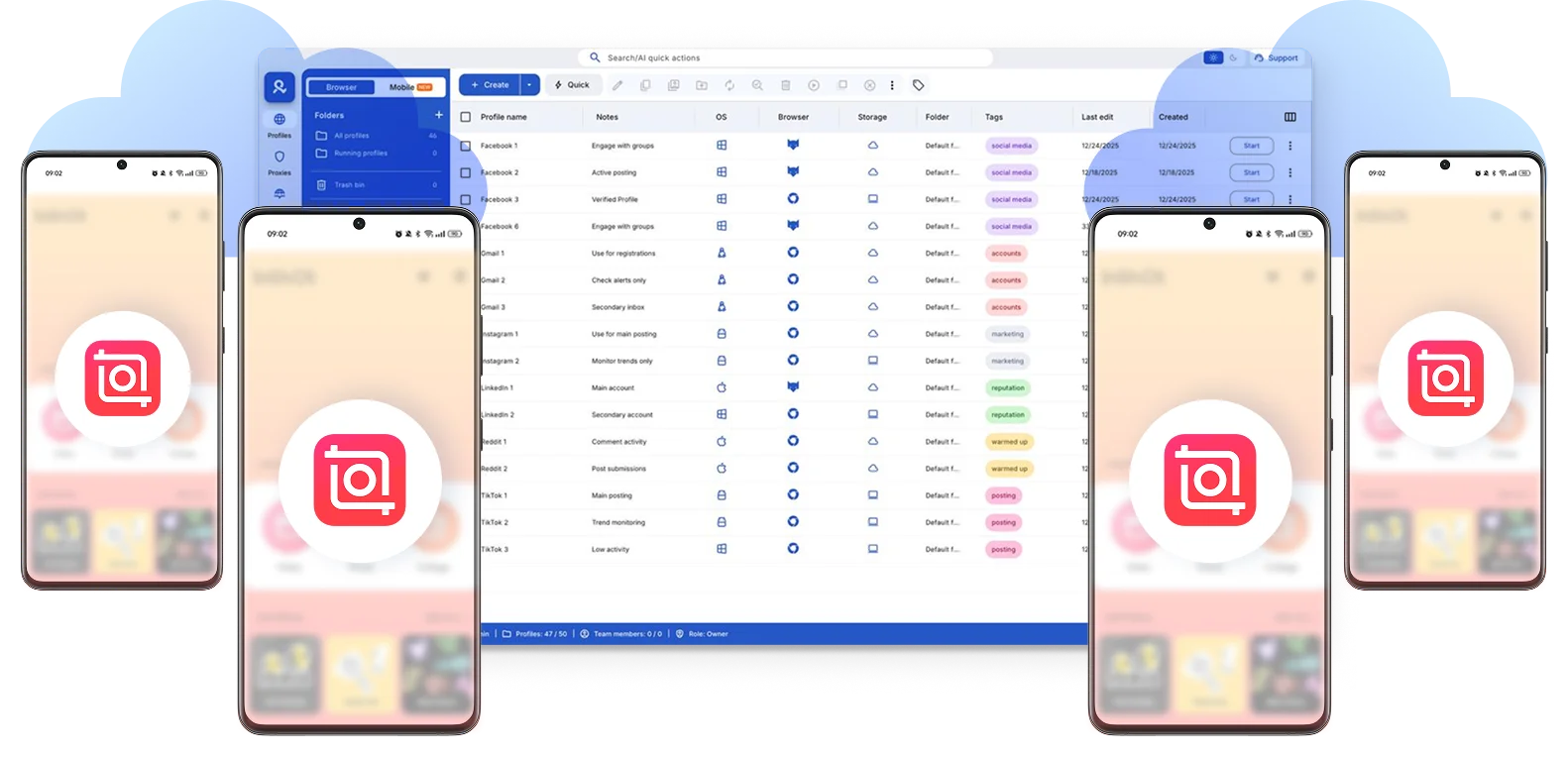 Manage multiple InShot accounts using Multilogin