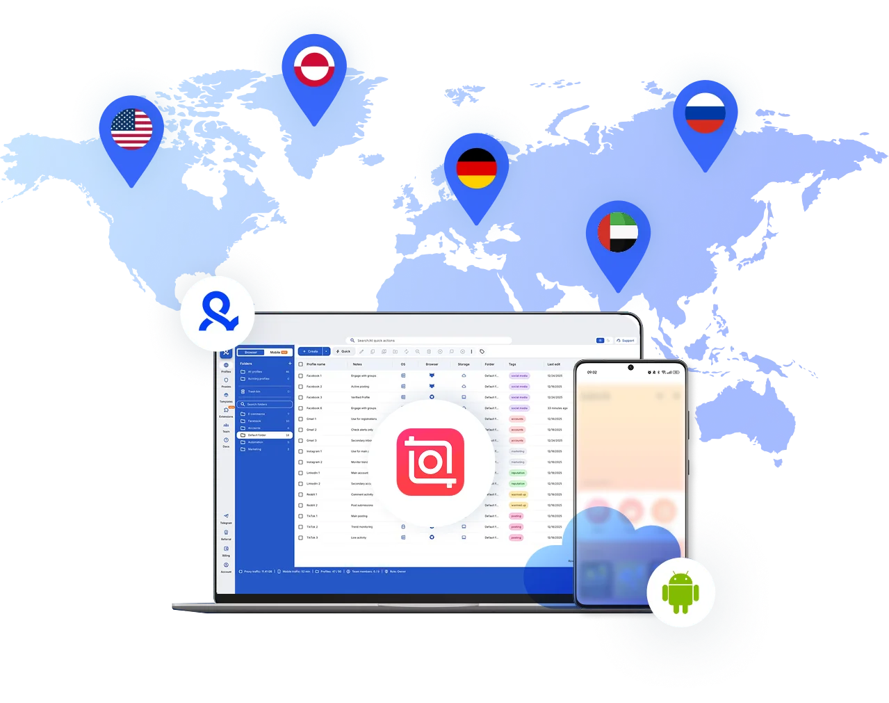 Conecte contas do InShot de qualquer lugar que você escolher