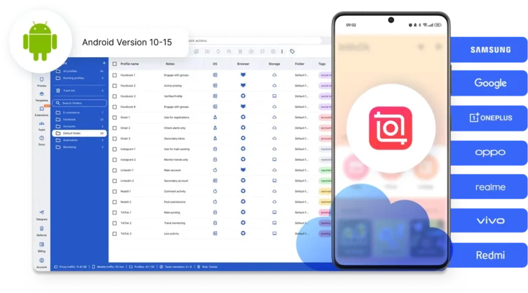 Monetize templates from multiple InShot account using Multilogin's cloud phones.