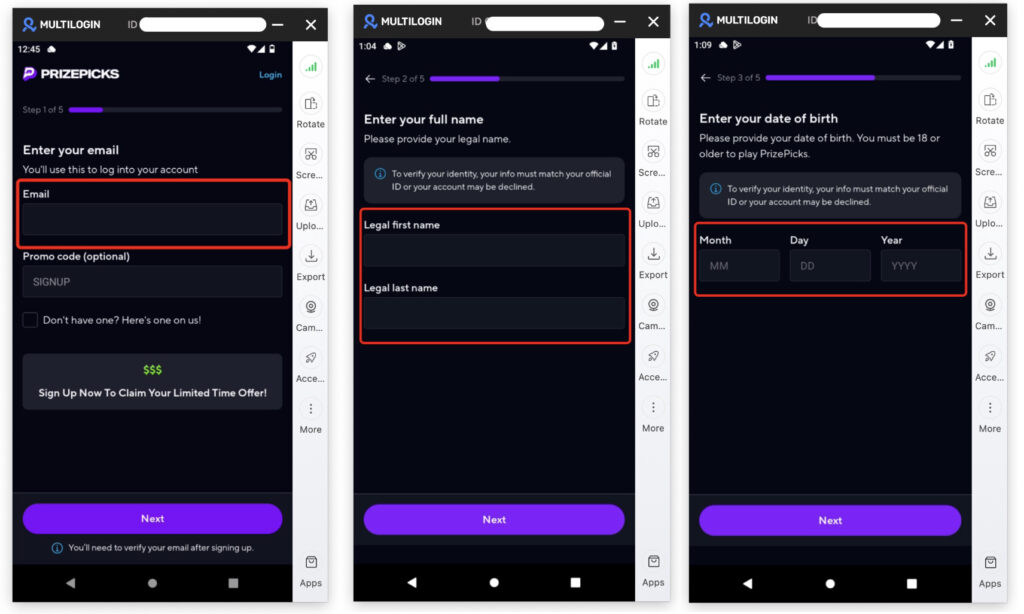 prisepicks multilogin sign up app guide