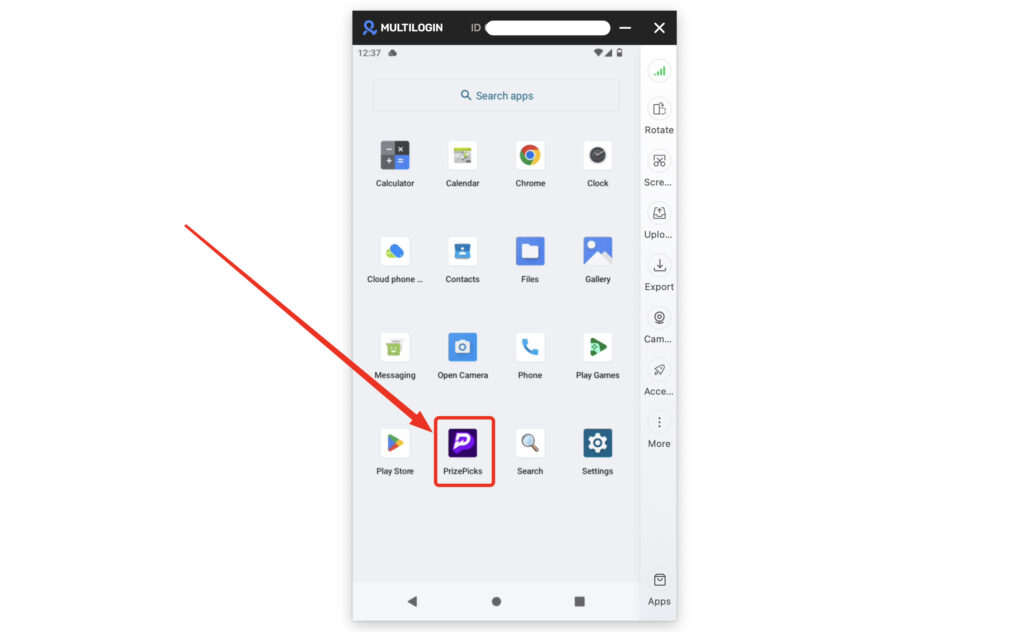 prizepicks open app multilogin cloud phone