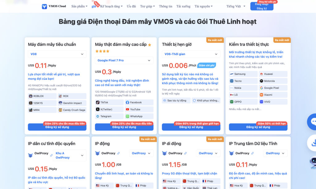 vmos cloud phone điện thoại đám mây