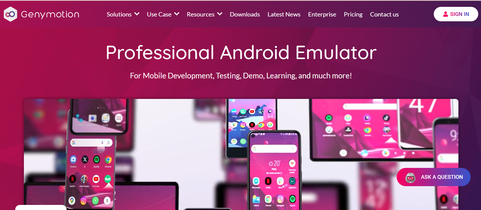 Интерфейс genymotion