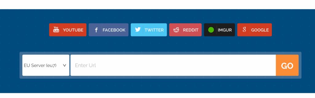 ProxySite server location selector with US and Europe options for YouTube access