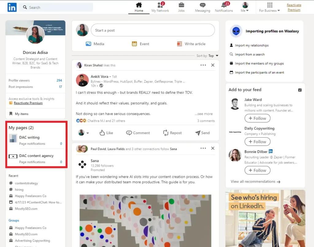linkedin business page