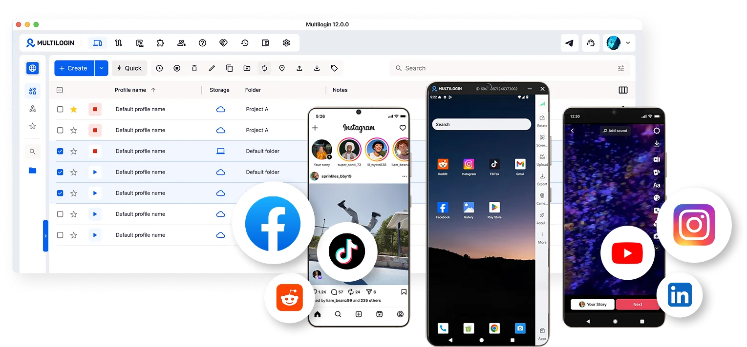 Multilogin dashboard — cloud phones and browser profiles in one place