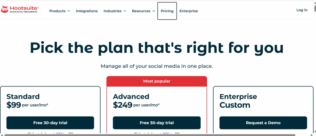 hootsuite pricing