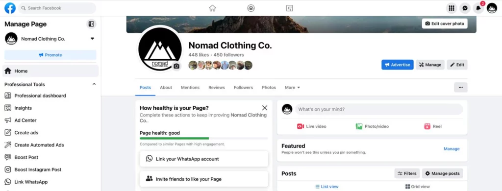 facebook business page