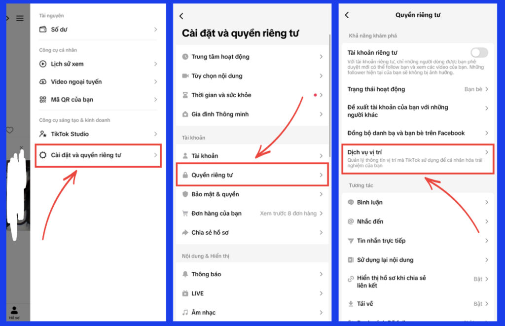 hướng dẫn cách đổi vị trí TikTok, cách chỉnh vị trí tiktok, cách đổi location tiktok