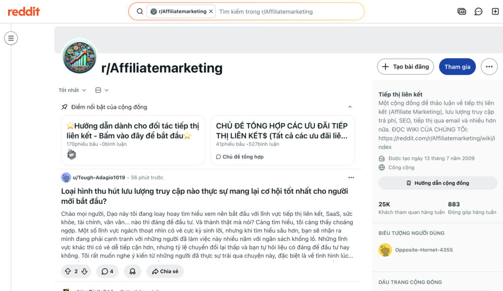 kiếm tiền trên reddit từ affiliate marketing