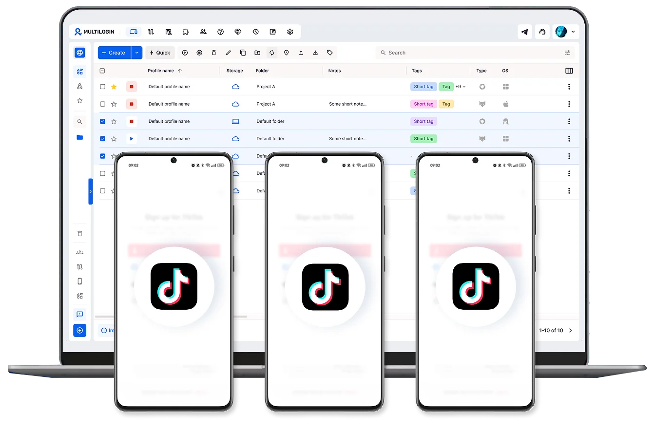 Create and manage multiple TikTok accounts from one dashboard