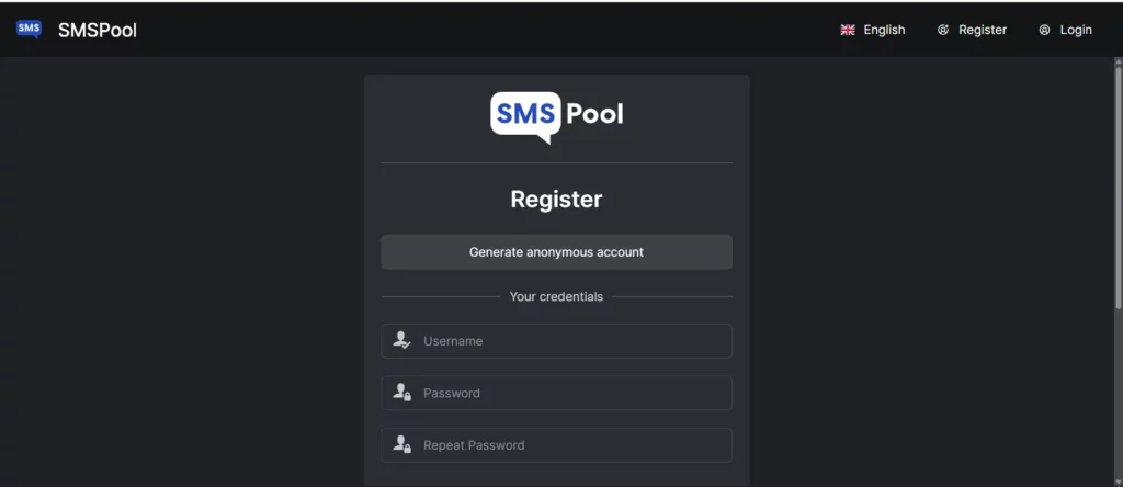 smspool register page