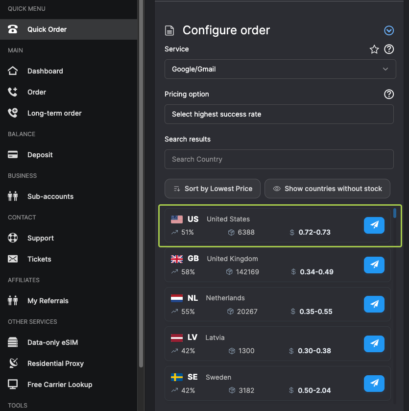 Verifying a Google account with a virtual phone number