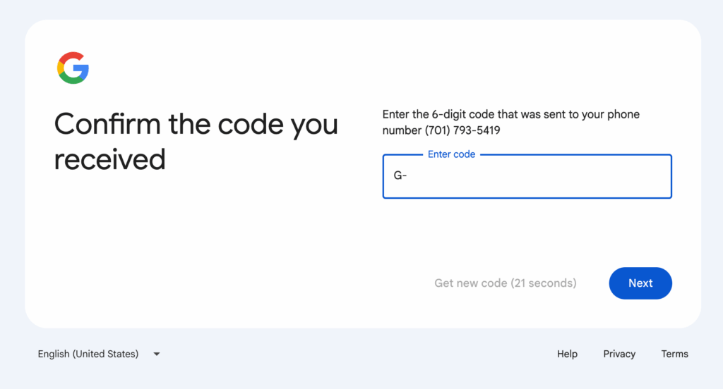 Account verification with a virtual phone number