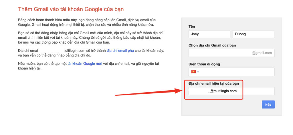 thêm gmail vào tài khoản google