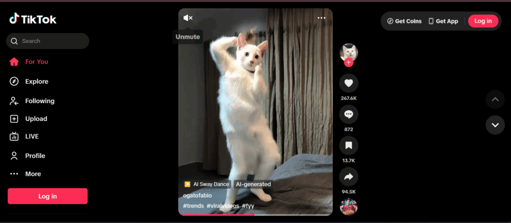 Откройте в браузере ТикТок