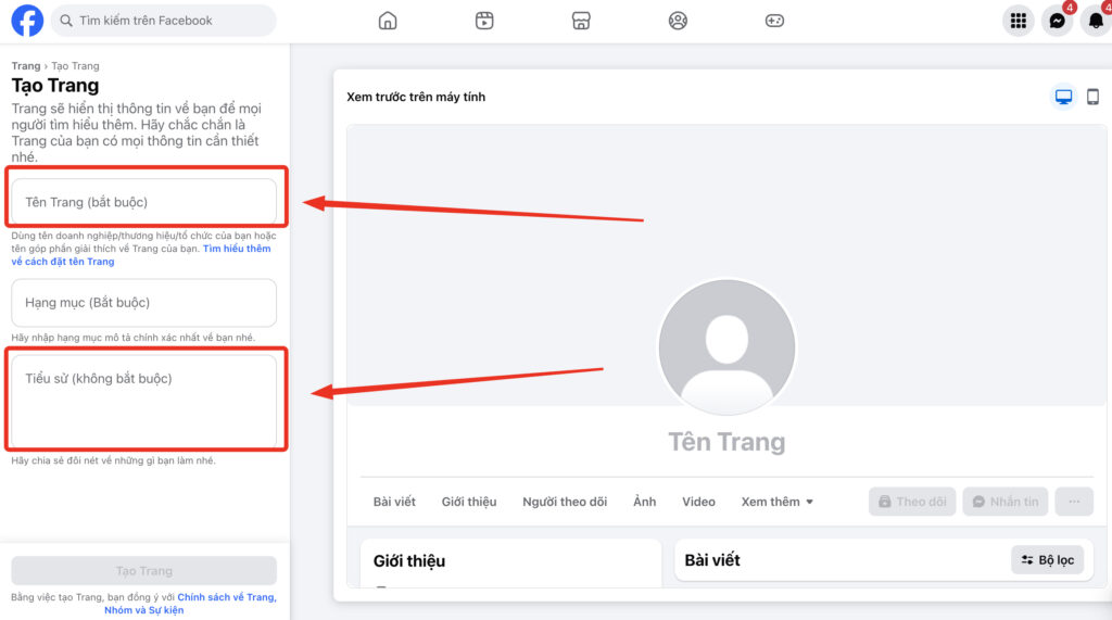 Cách tạo trang Facebook cho doanh nghiệp trên máy tính