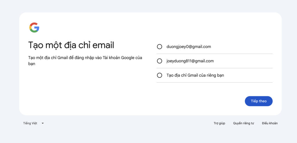 Xác minh một số thông tin trước khi tạo tài khoản, tạo nhiều tài khoản gmail