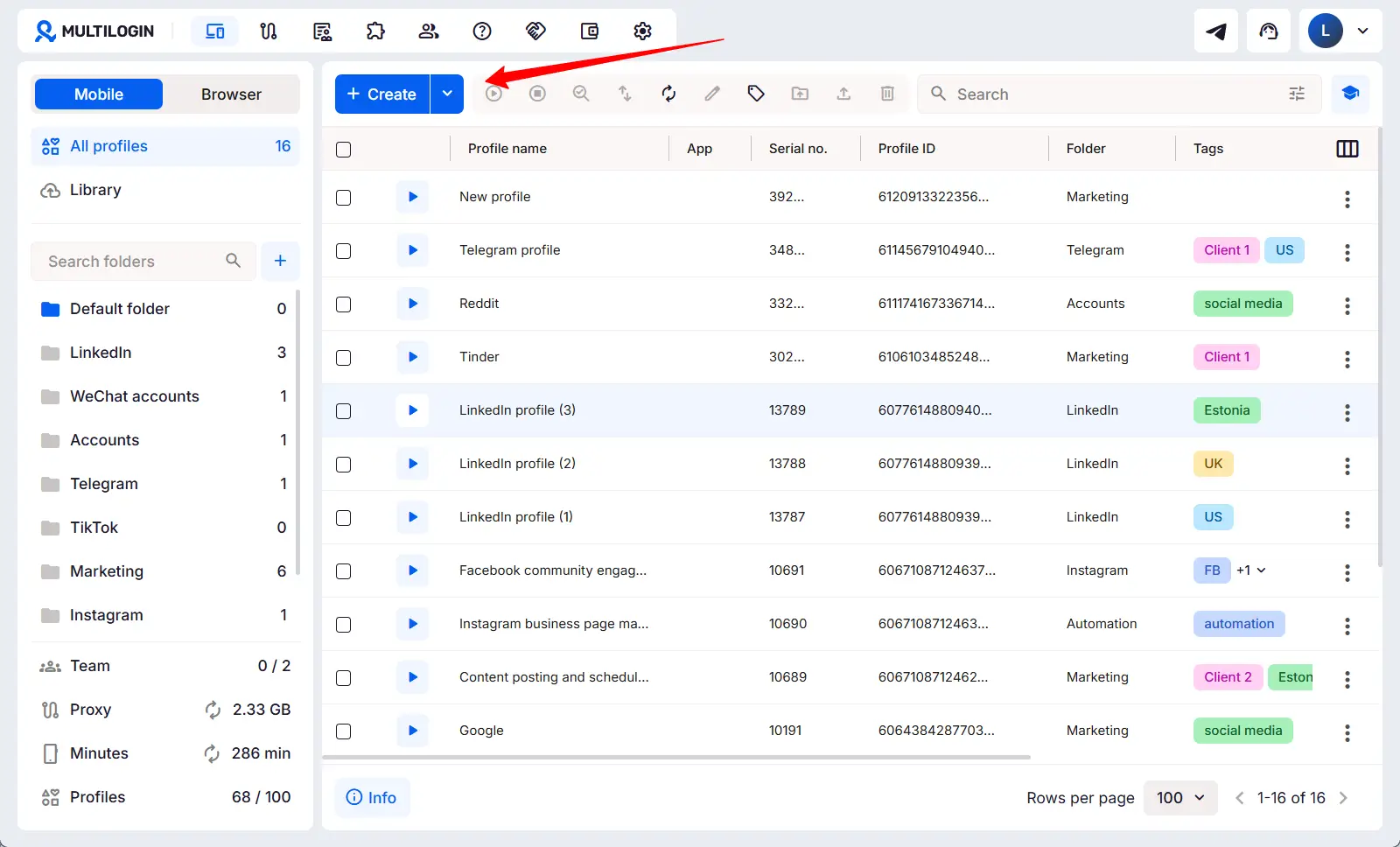 How to create cloud phone profile