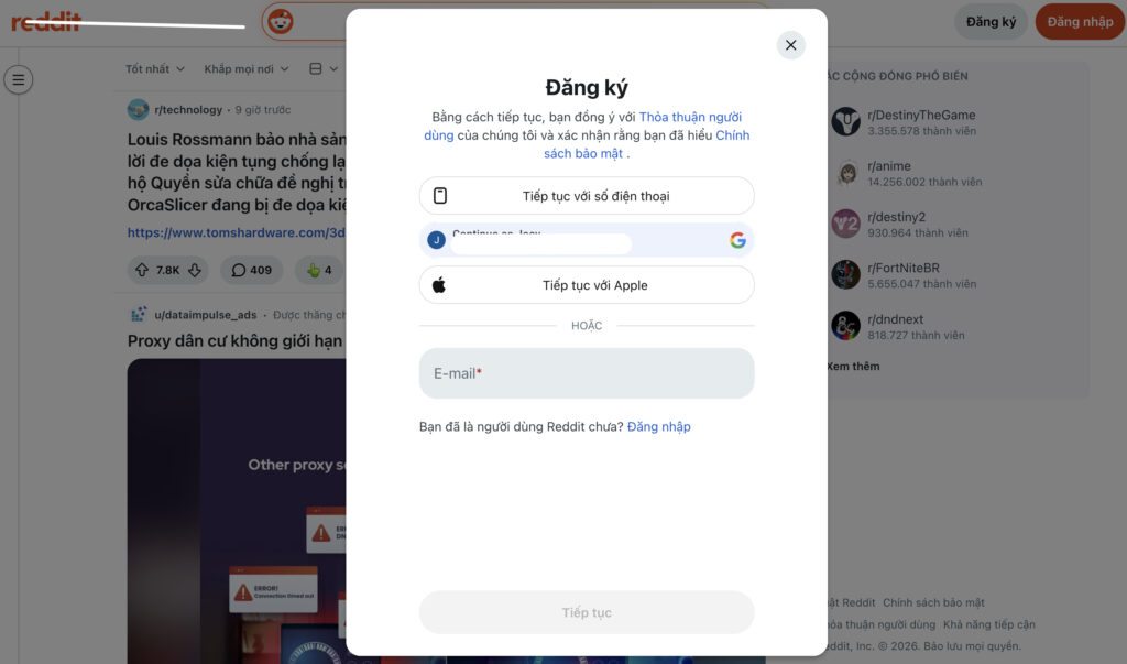 reddit, tạo nhiều tài khoản reddit