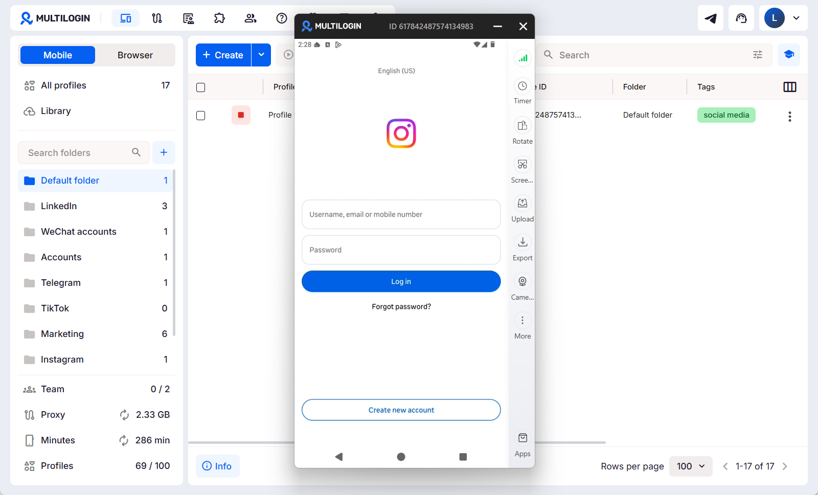 cloud phone for instagram