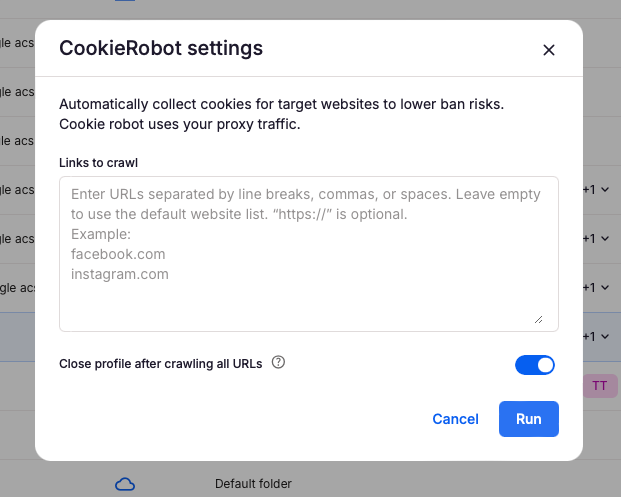 Cookie Robot внутри Multilogin