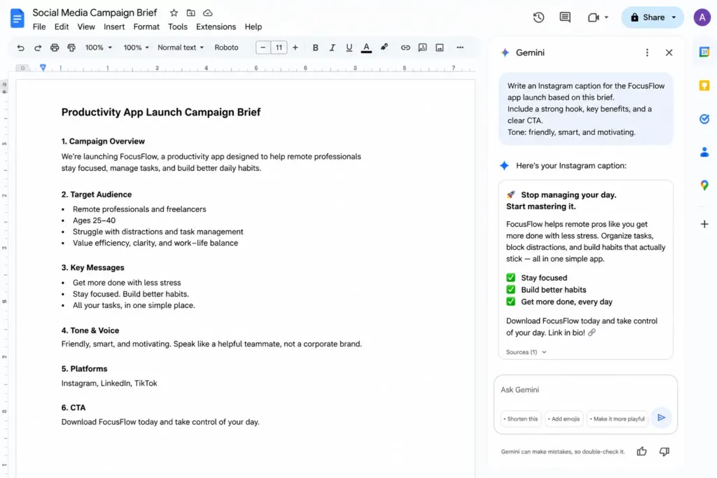 gemini ai workspace
