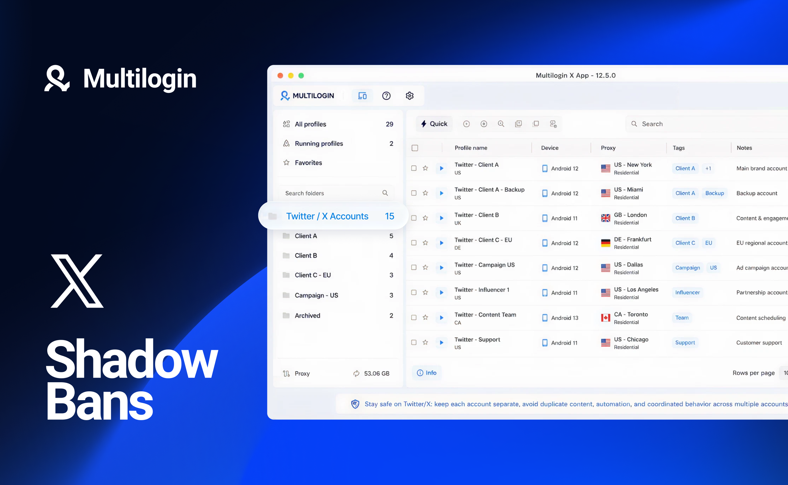 Multilogin cloud phones can help social media teams avoid Twitter shadow ban.