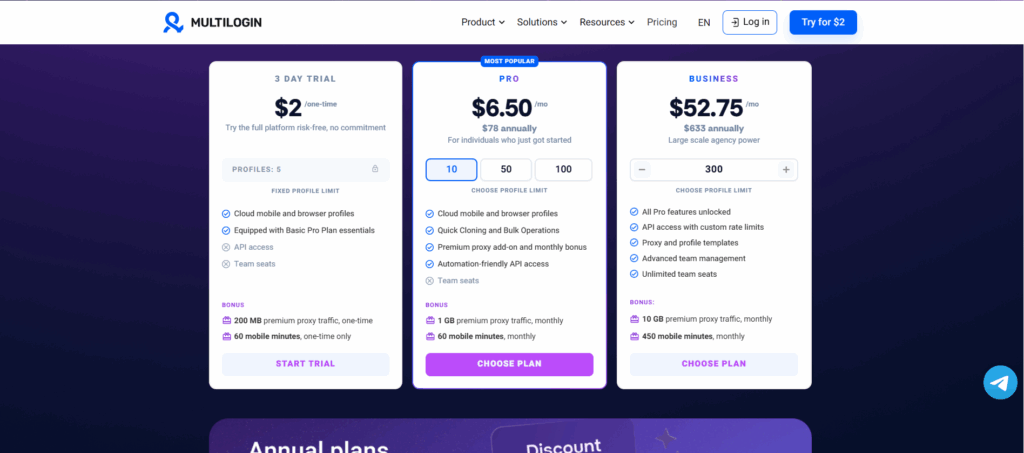 multilogin pricing