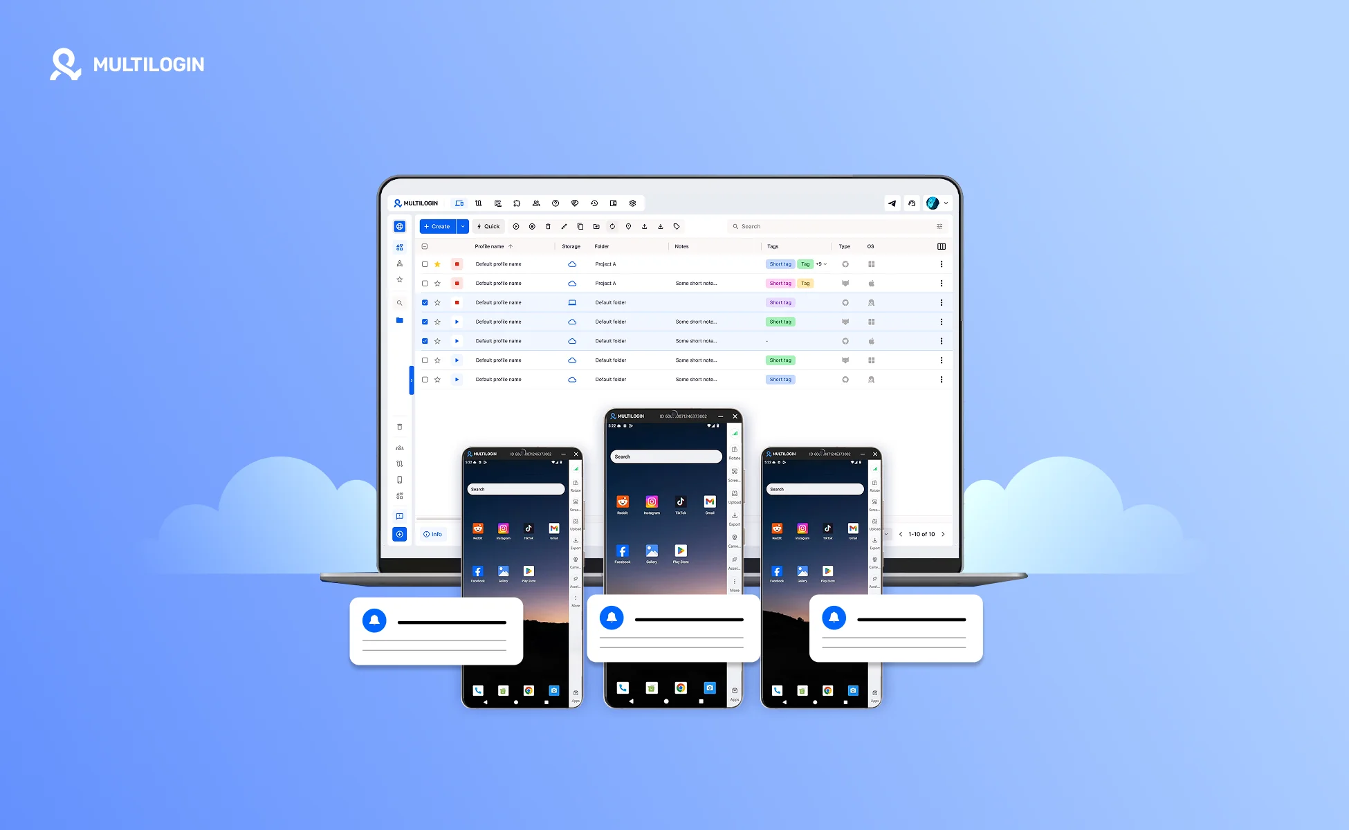 Test push notifications on cloud phones