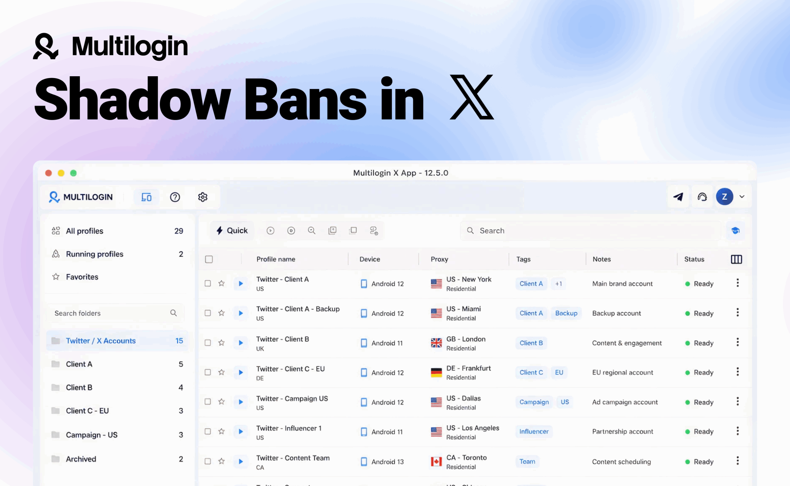 Multilogin cloud phones can help social media teams avoid Twitter shadow ban.
