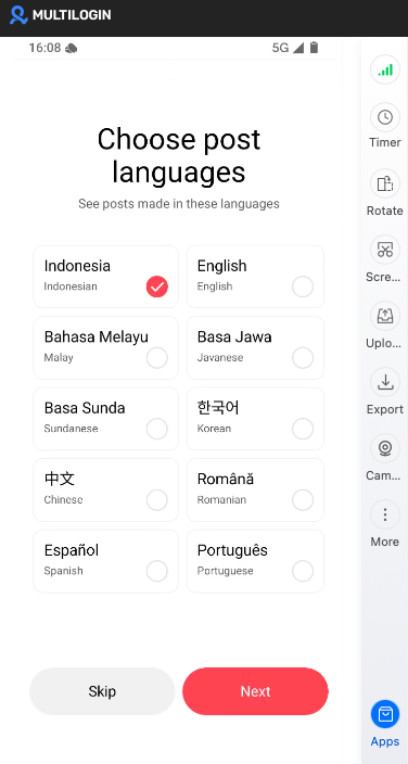 Tiktok offers the languages of that market first, for example Bahasa Indonesia for an Indonesian phone