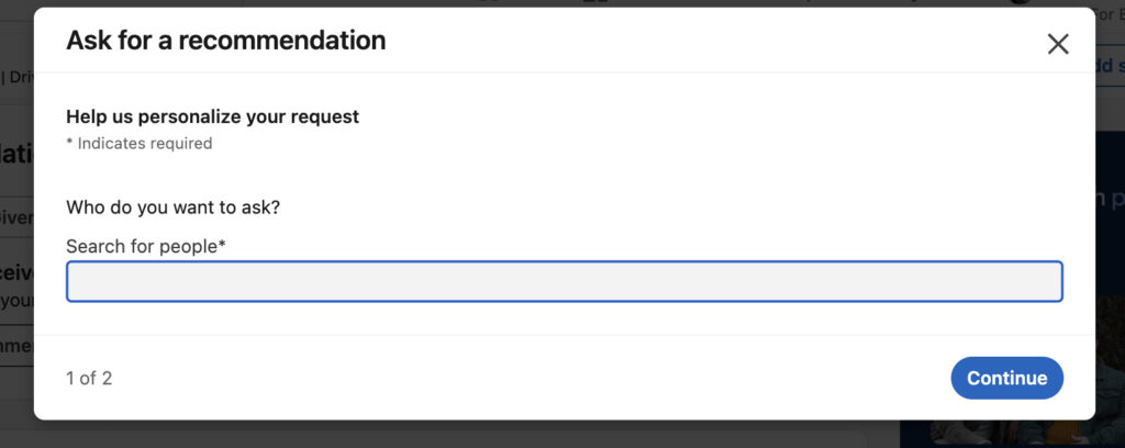 ask for a recommendation on linkedin