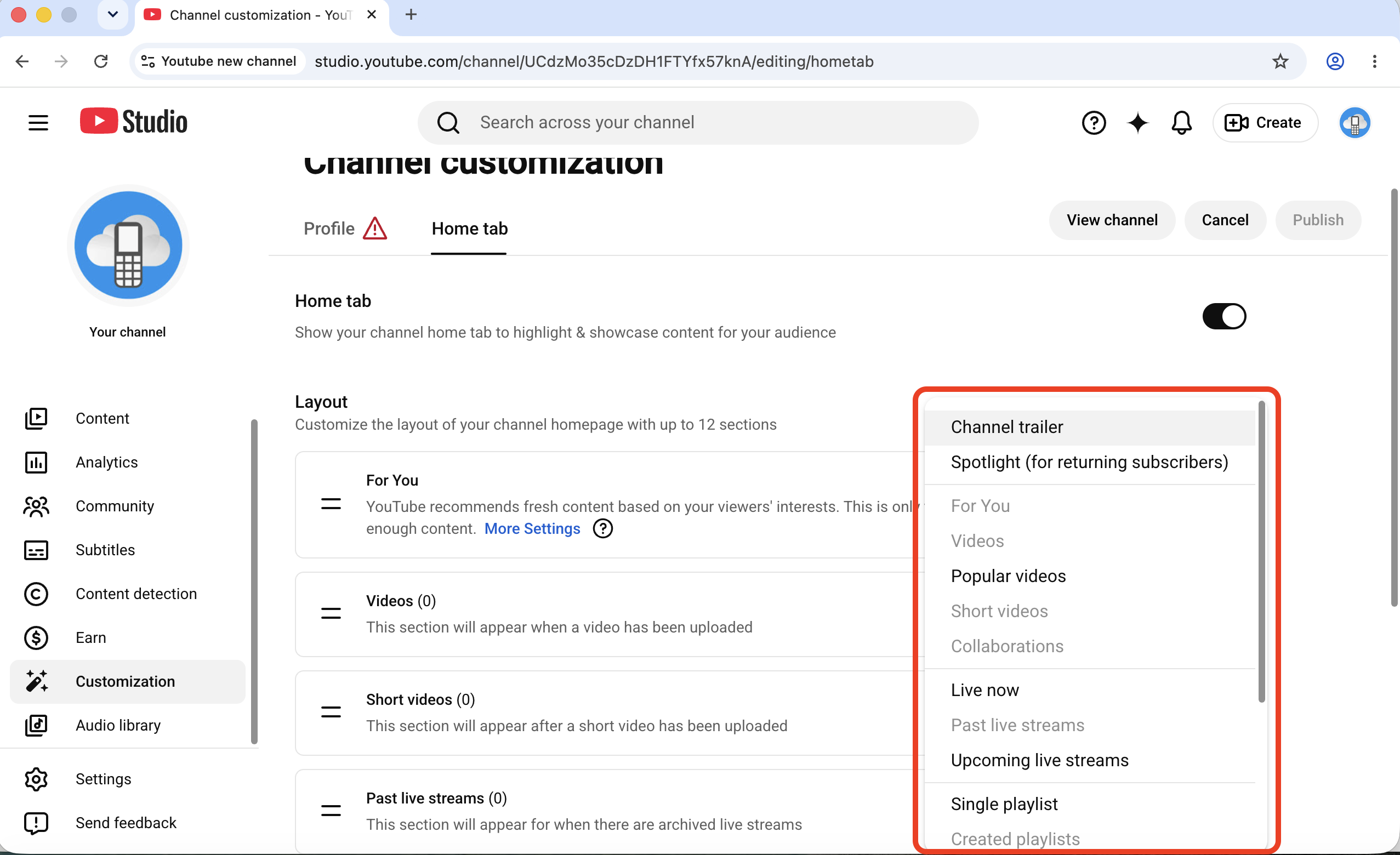 Build a useful channel homepage