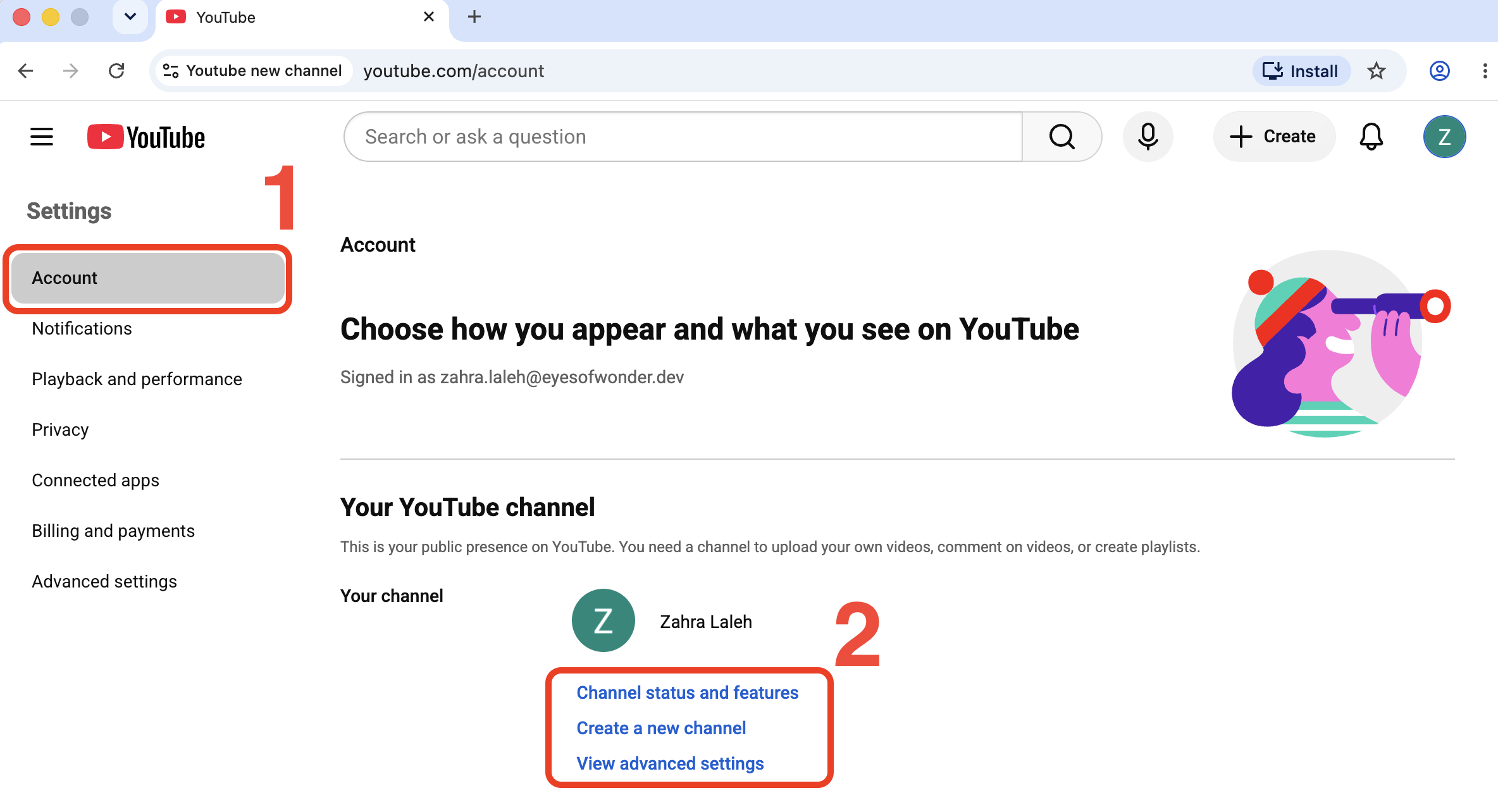 Under the Account section, choose Add or manage channel(s).